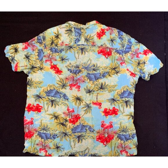 George Men’s Hawaiian Camp Shirt Size 3XL, Tropical Flamingo Coconut Trees - Picture 8 of 8